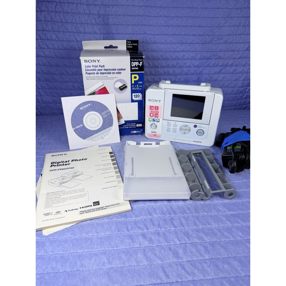 Sony DPP-FP95 Digital Photo Printer 3.6" LCD HDMI w/ Paper Tray Paper Tested